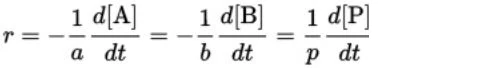 Formula representing rate of reaction with stoichiometric coefficients