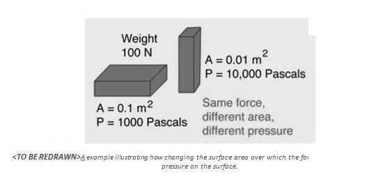 Brick resting on different surfaces showing pressure variation