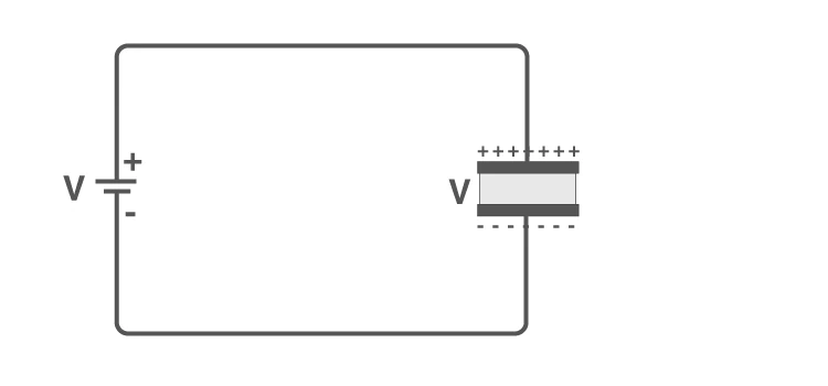 Capacitor storing energy