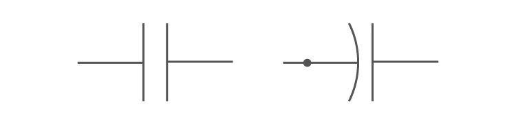 Circuit symbol representing a capacitor