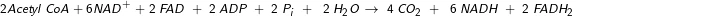 Equation summarizing the Krebs cycle