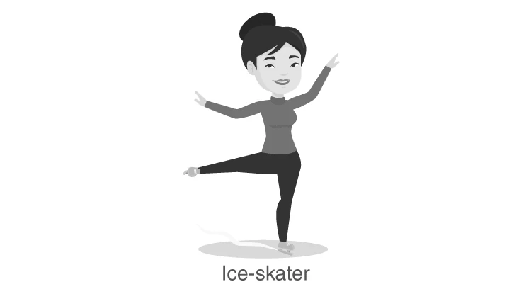 Ice skater demonstrating angular momentum conservation