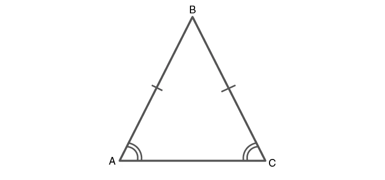 Isosceles triangle with two equal sides and angles