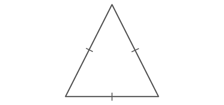 Equilateral triangle with equal sides and 60 degree angles