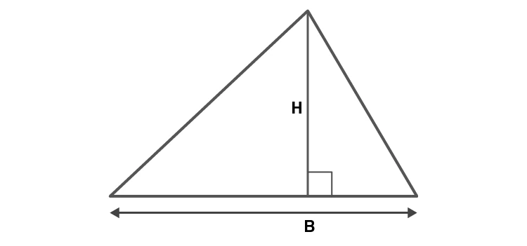 Triangle showing base and height for area calculation