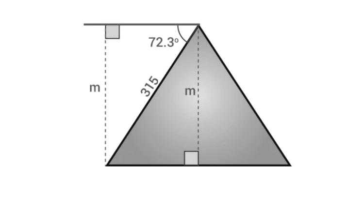 Right triangle showing height and hypotenuse for angle of elevation problem