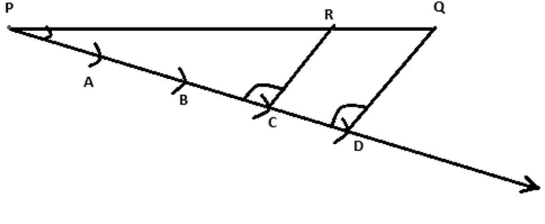 Geometric construction for dividing a line segment in ratio 3:1