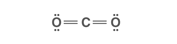 Double covalent bonds in carbon dioxide