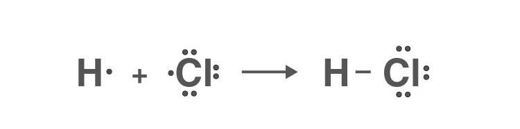 Single covalent bond in HCl molecule