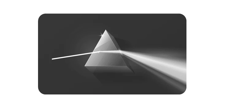 Prism showing dispersion of white light into spectrum