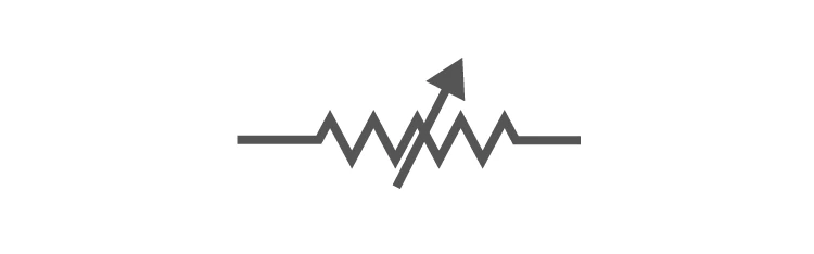 Variable resistor symbol with arrow