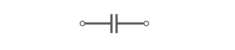 Fixed capacitor symbol with parallel lines