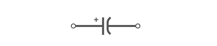 Polarized capacitor symbol with curved line
