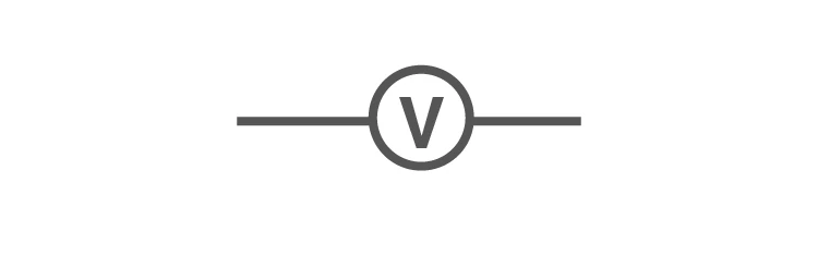Voltmeter symbol with letter V