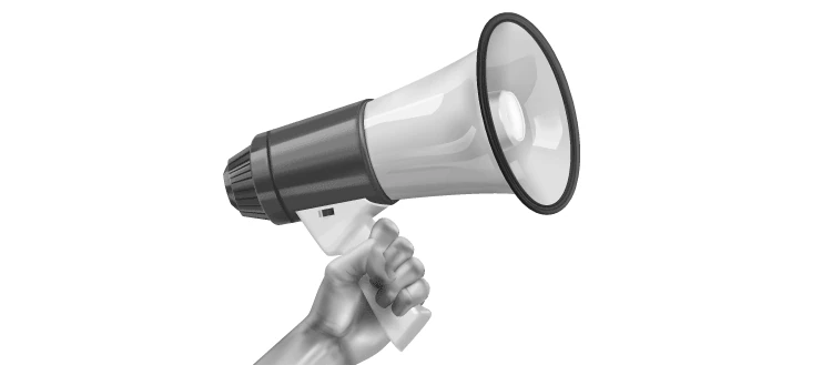 Megaphone directing sound waves