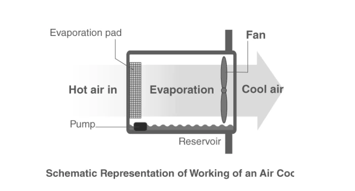Evaporation process in air cooler