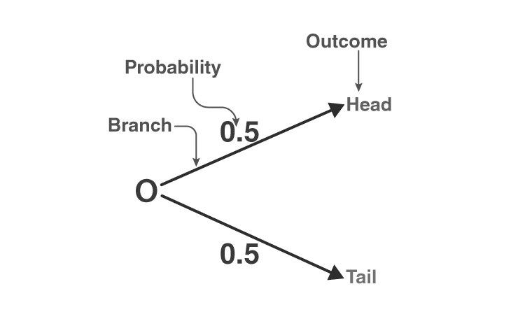 Probability tree diagram for coin toss