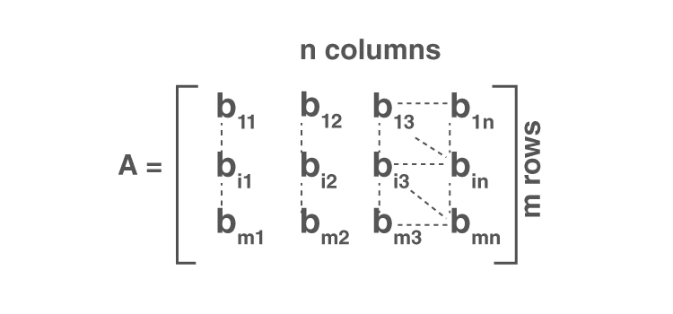 Matrix with m rows and n columns