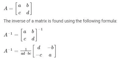 Formula for inverse of 2x2 matrix