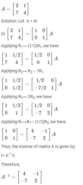 Example of 2x2 matrix inverse calculation