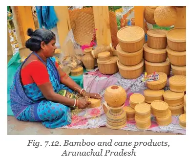 Woman selling bamboo products