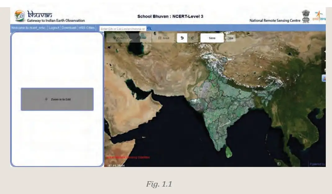 Digital map interface from Bhuvan platform