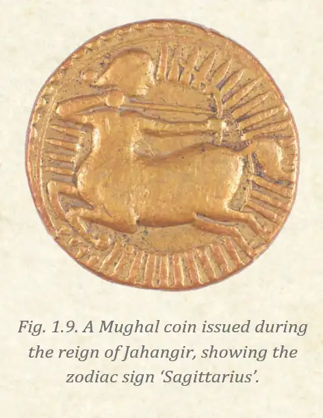 Mughal coin with zodiac sign Sagittarius