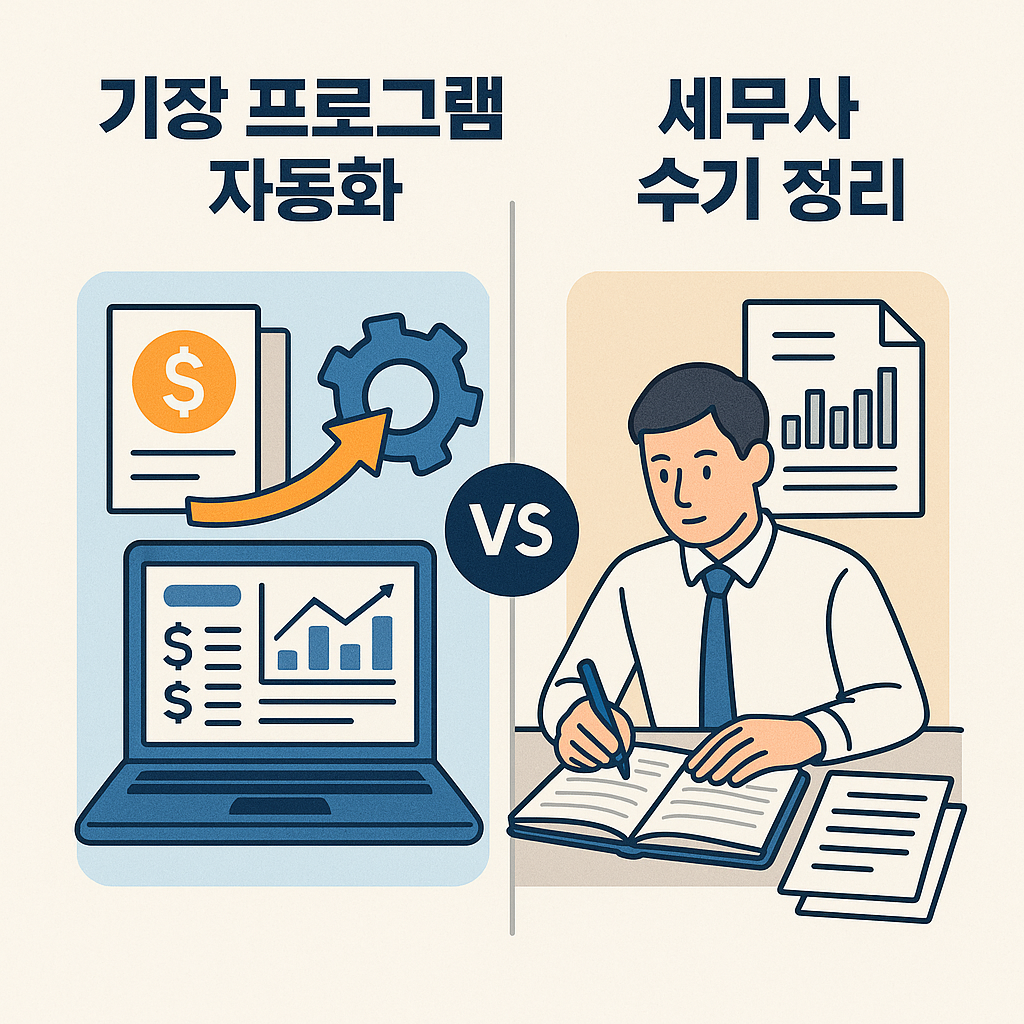 기장 프로그램 자동화 vs 세무사 수기 정리 비교
