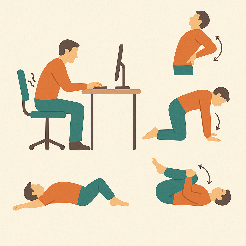 허리 근육 경직 해소, 장시간 앉아있는 직장인을 위한 스트레칭