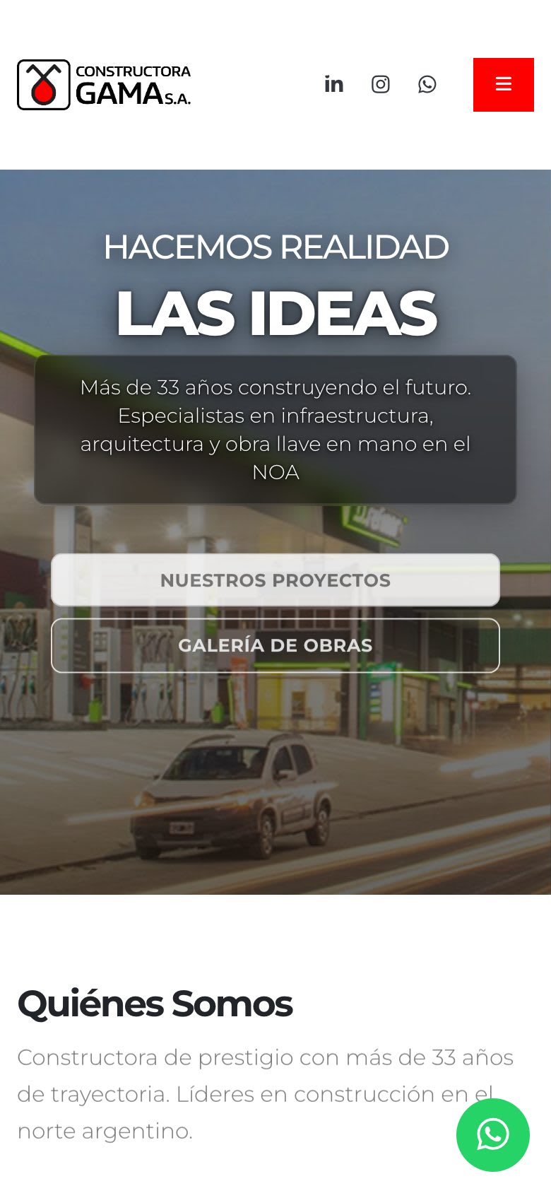 Sitio Web para Constructoras móvil