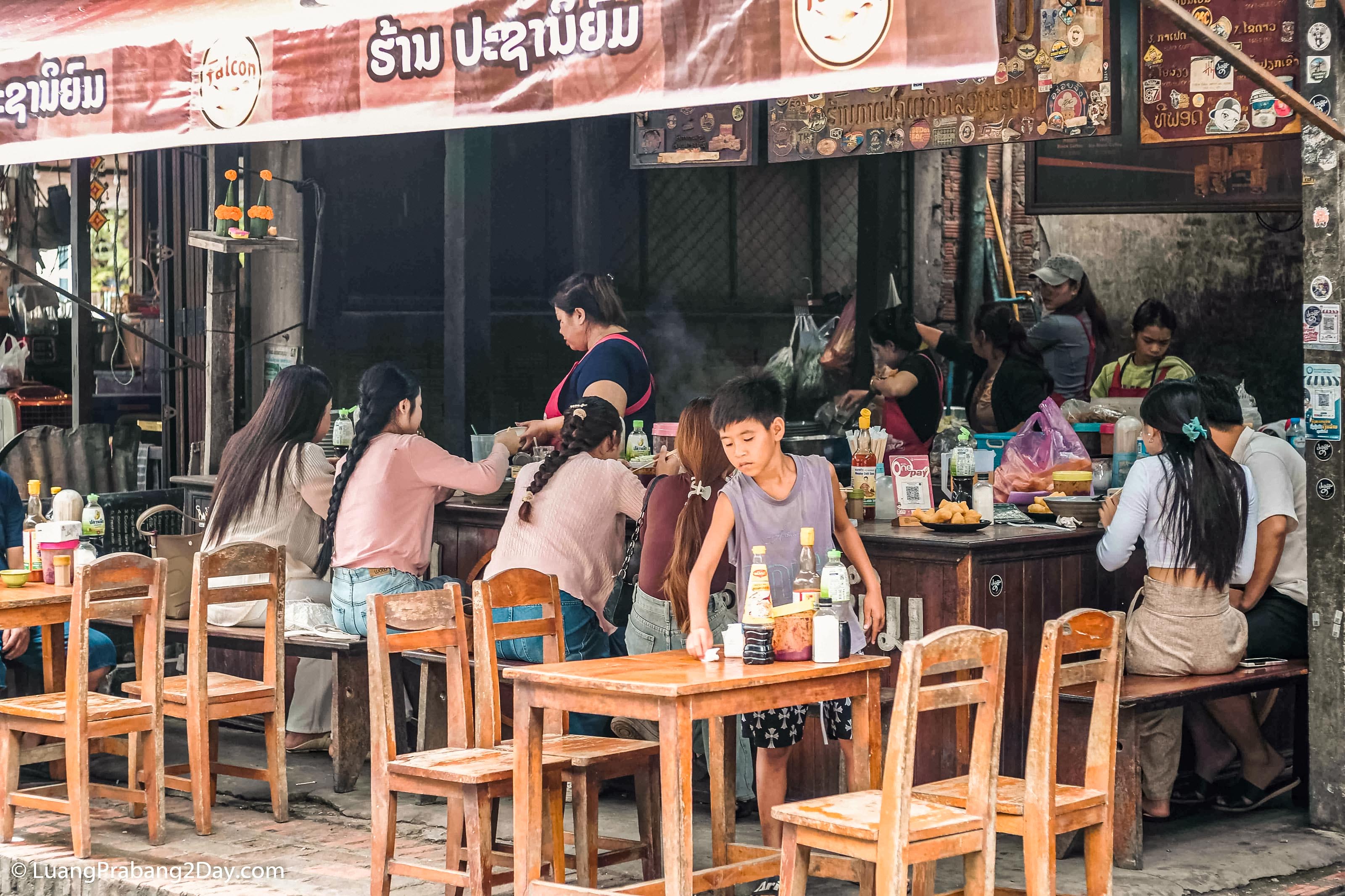 Local breakfast restaurant serving residents in Luang Prabang Laos Local breakfast restaurant serving residents in Luang Prabang Laos