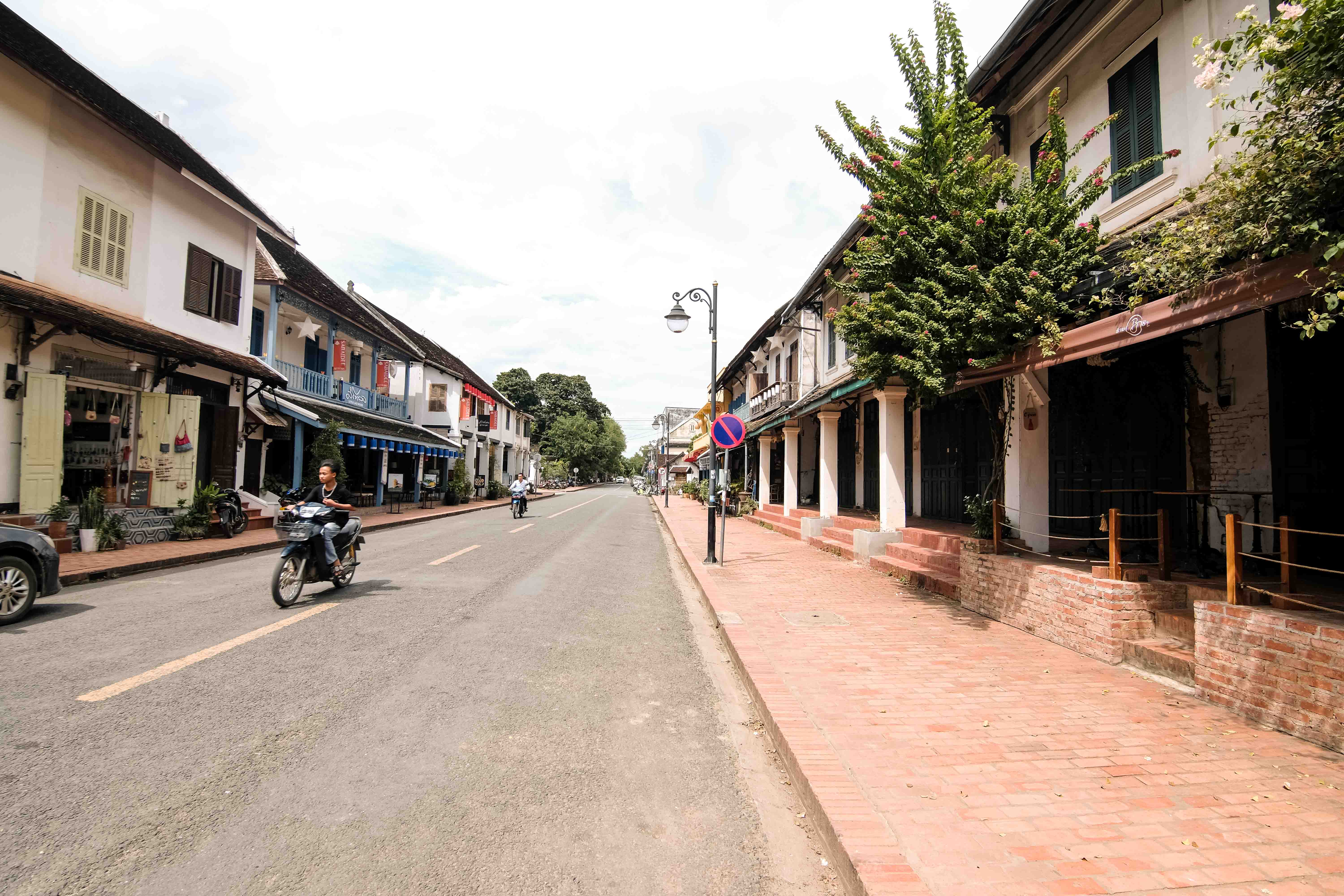 Colonial architecture along Sisavangvong Road in Luang Prabang Laos Colonial architecture along Sisavangvong Road in Luang Prabang Laos