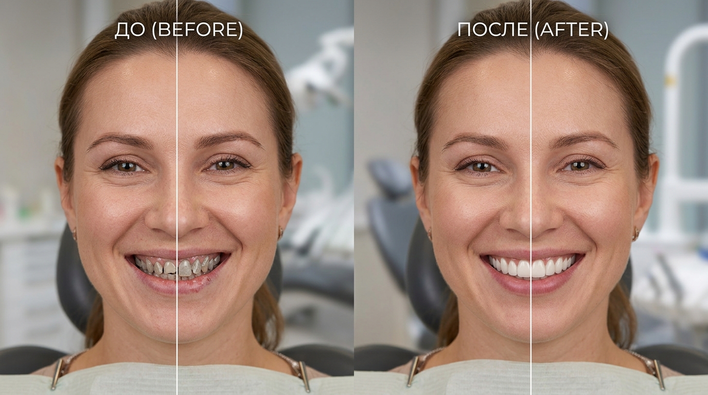 Восстановление зубов после неудачного снятия виниров с помощью композитных реставраций