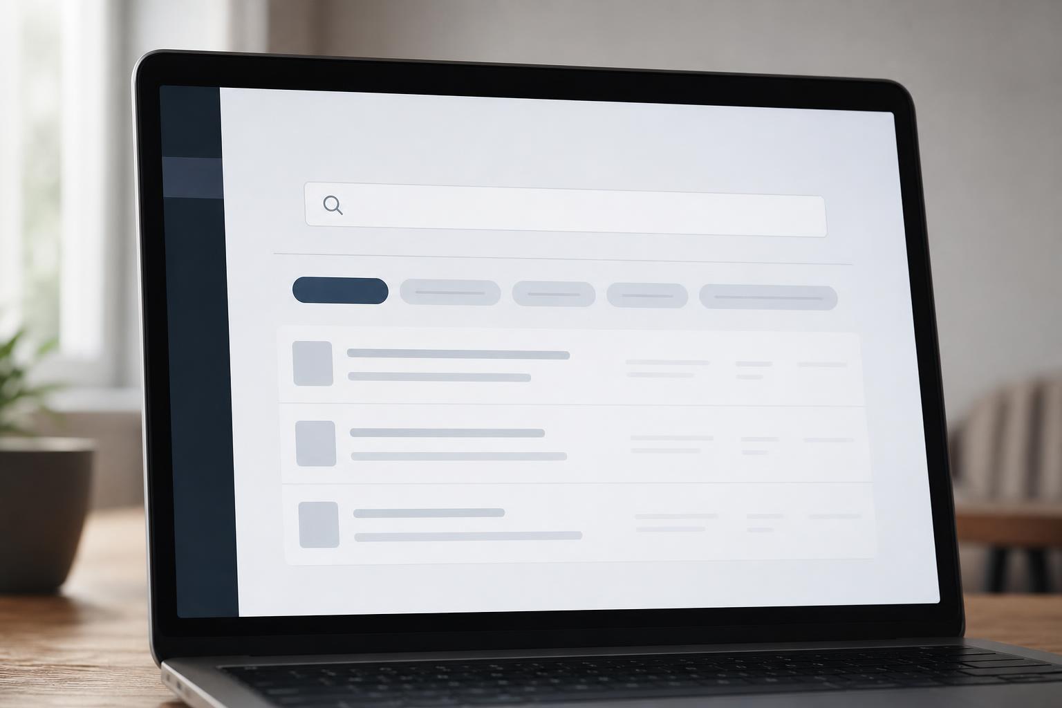 Экран с интерфейсом поиска и фильтрами на торговой платформе
