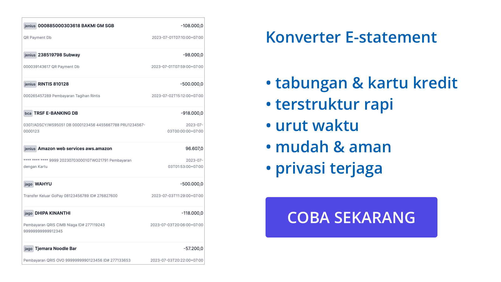 Konversi PDF eStatement ke CSV dengan Startkit