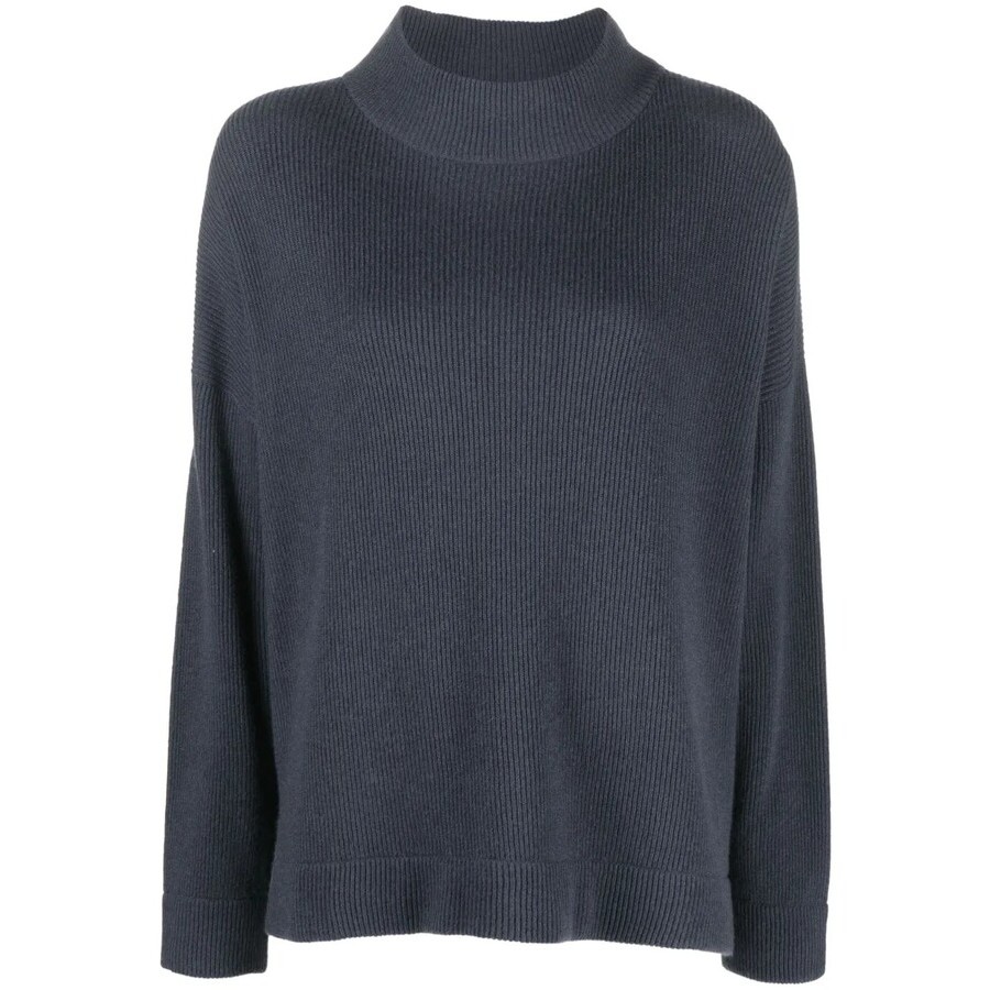 Brunello Cucinelli Wodark Blue Wool Relaxed Sweater
