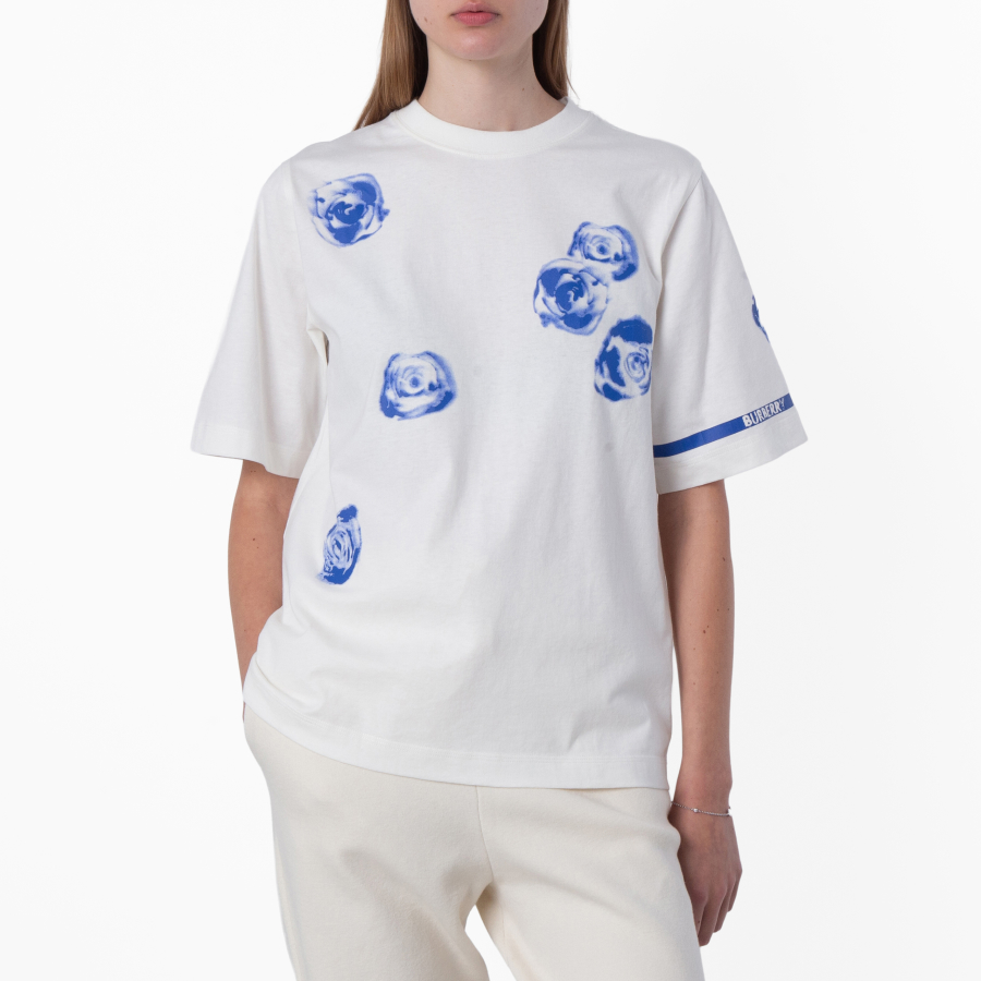 Burberry Rose Print Cotton Jersey T-Shirt, Size X-Small