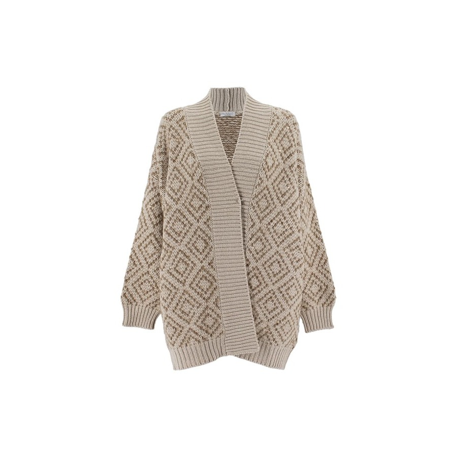 Brunello Cucinelli Beige Wool Silk Knit Sweater