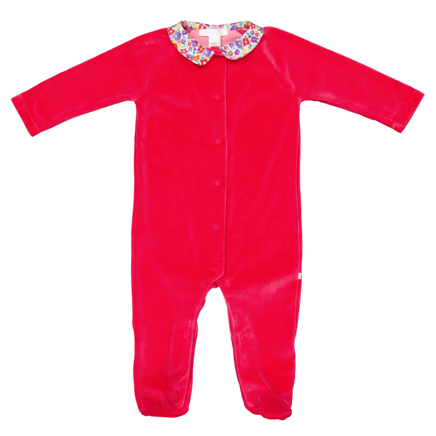Marie Chantal Kids Angel Wing Velour Sleepsuit
