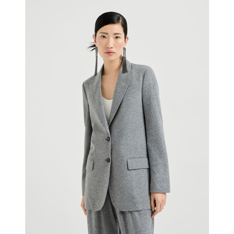 Brunello Cucinelli Womens Dark Grey Wool Relaxed Blazer