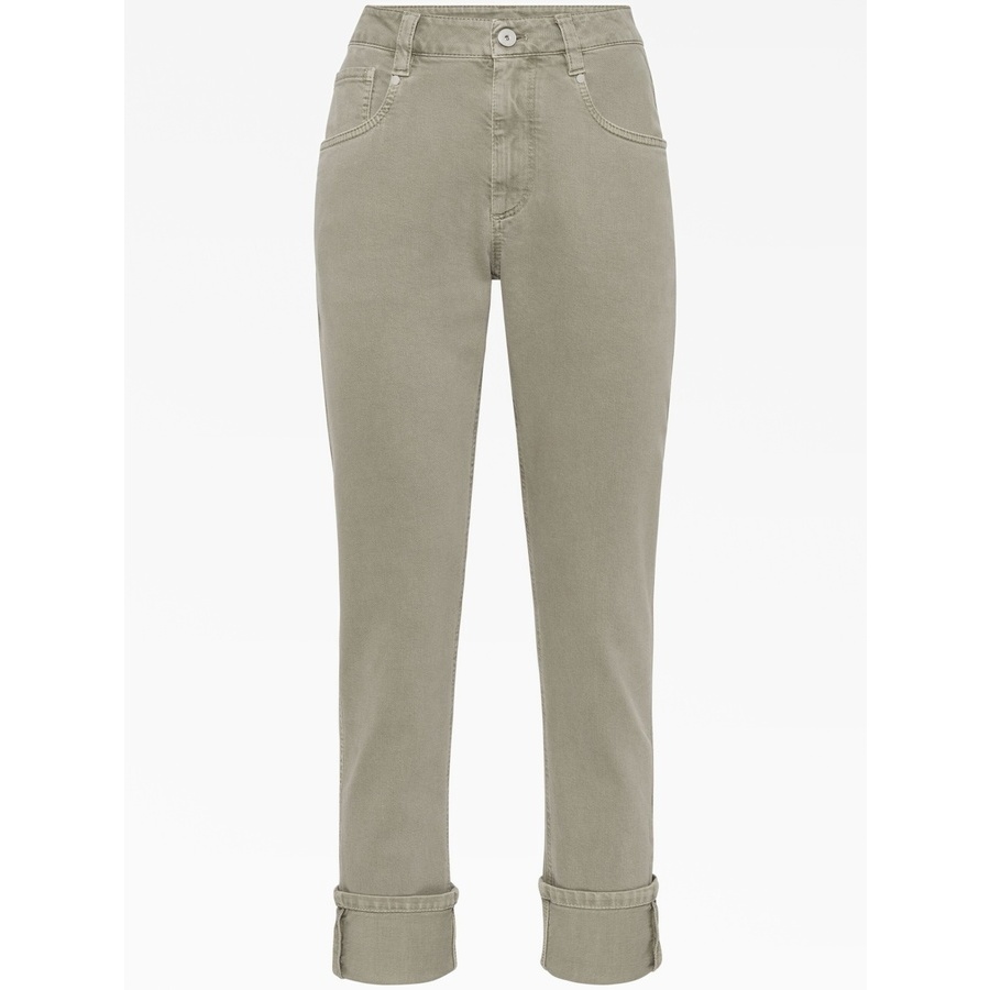 Brunello Cucinelli Wogreen Safari Cotton Straight Trousers With Cuffs