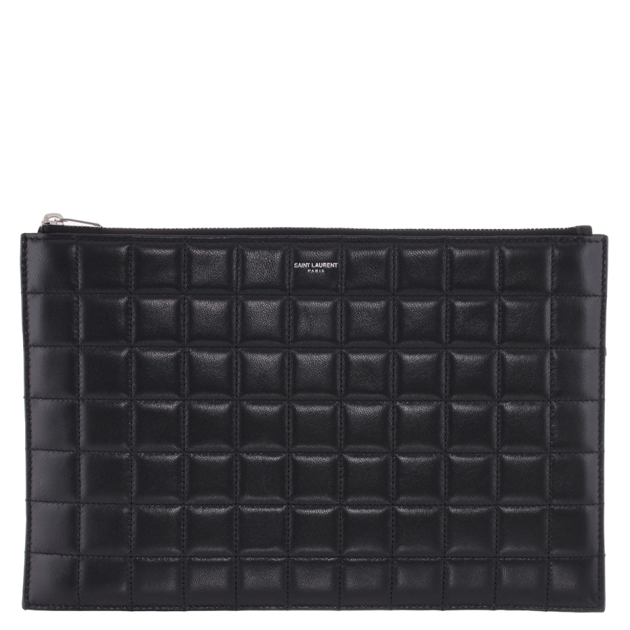 Saint Laurent Quilted Leather Logo Pouch