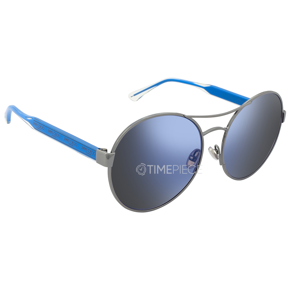 Jimmy Choo Blue Mirror Round Unisex Sunglasses YANN/S 0KJ1/XT 61