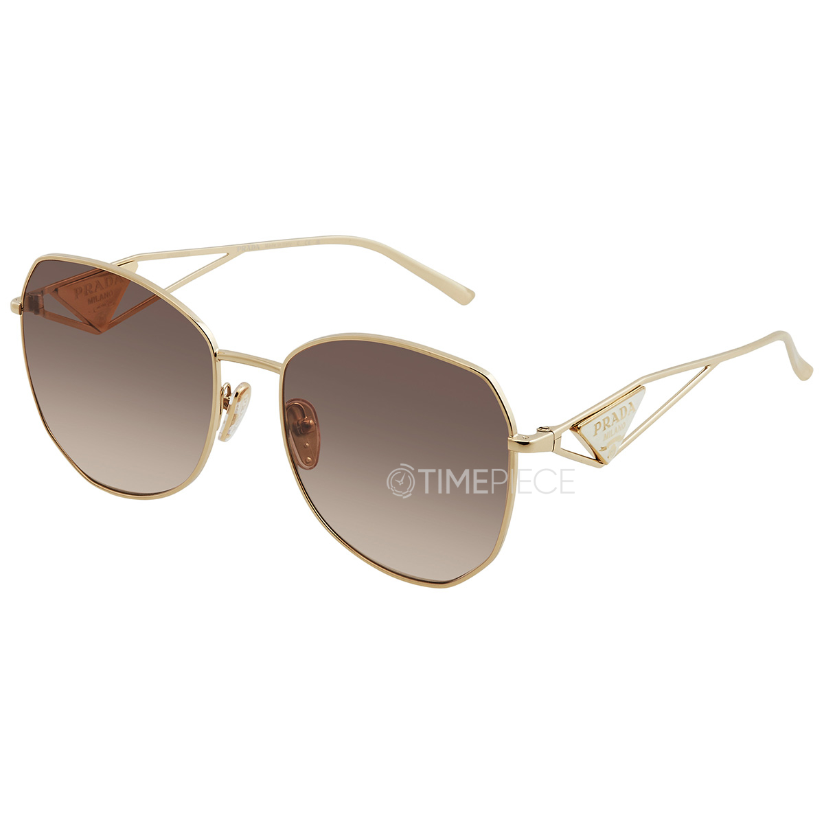 Prada Light Brown Gradient Light Gray Irregular Ladies Sunglasses