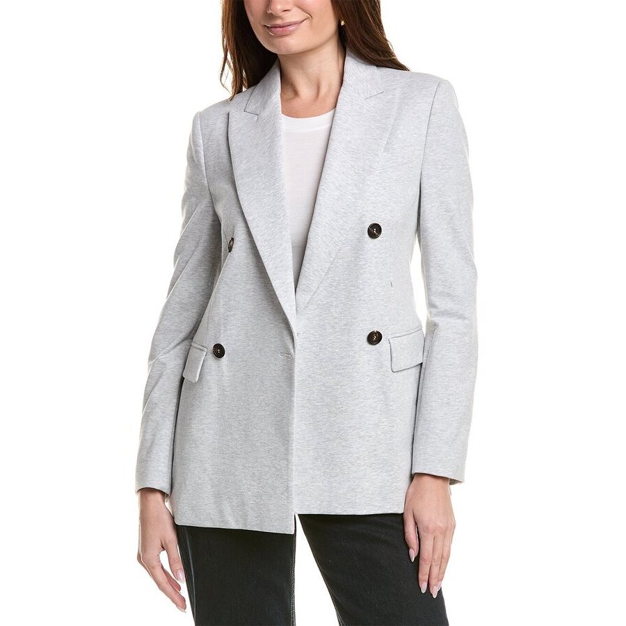 Brunello Cucinelli Silver Double-Breasted Blazer