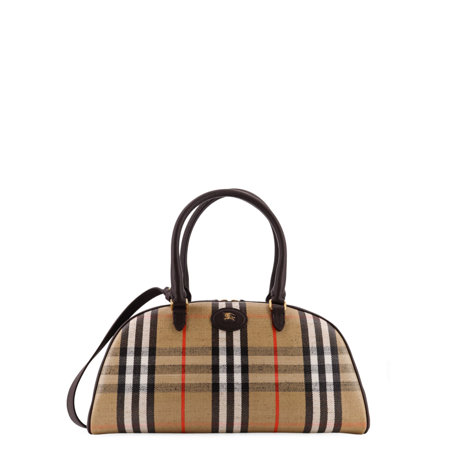 Burberry Coated Canvas Crossbody Bag With Check Pattern
