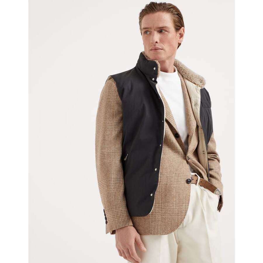 Brunello Cucinelli Mens Anthracite And Linseed Two Tone Vest