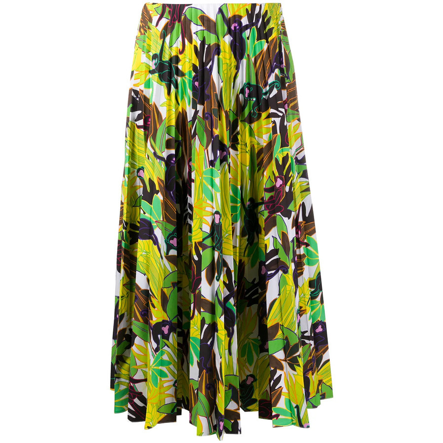 Valentino Garavani Monkey Forest Pleated Midi Skirt