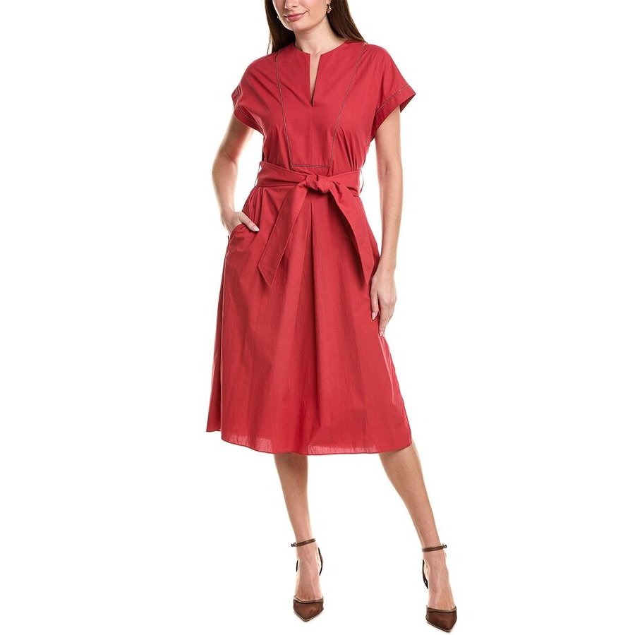 Brunello Cucinelli Women's Sealing Wax Belted Midi Dress