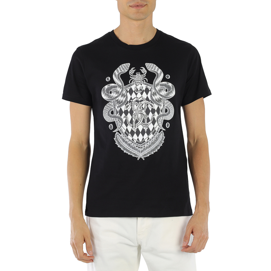 Roberto Cavalli Mens Black Coat Of Arms Soft Cotton T-shirt